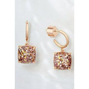 Kate Spade New York Mini Small Square Drop Earrings Rose Gold Glitter